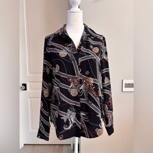 H&M Navy Paisley Button Down Shirt